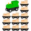 Halloscume 12 Pcs Unfinished DIY Wooden Trains Magnetic Unpainted Wooden Train Cars Toys for Railway Paint Project, Birthday Party Decorations Back to School Crafts Gifts Supplies (Classic) view 1