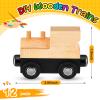 Halloscume 12 Pcs Unfinished DIY Wooden Trains Magnetic Unpainted Wooden Train Cars Toys for Railway Paint Project, Birthday Party Decorations Back to School Crafts Gifts Supplies (Classic) view 2