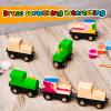 Halloscume 12 Pcs Unfinished DIY Wooden Trains Magnetic Unpainted Wooden Train Cars Toys for Railway Paint Project, Birthday Party Decorations Back to School Crafts Gifts Supplies (Classic) view 4