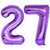 Purple 27 Number Balloons, 40 Inch Giant Number 27 Balloons Foil Mylar Helium Purple Number Balloons for 27th Birthday Party Supplies Anniversary Event Celebration Decorations view 1