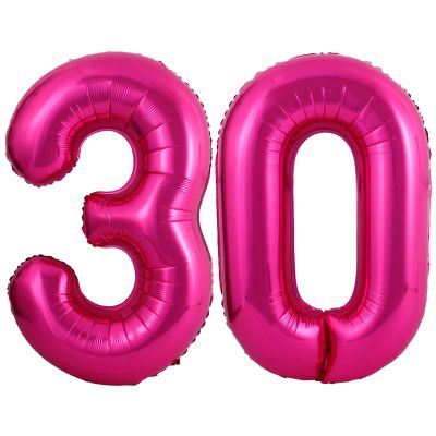 Hot Pink 30 Number Balloons, 40 Inch Giant Number 30 Balloons Foil Mylar Helium Hot Pink Number Balloons for 30th Birthday Party Supplies Anniversary Event Celebration Decorations