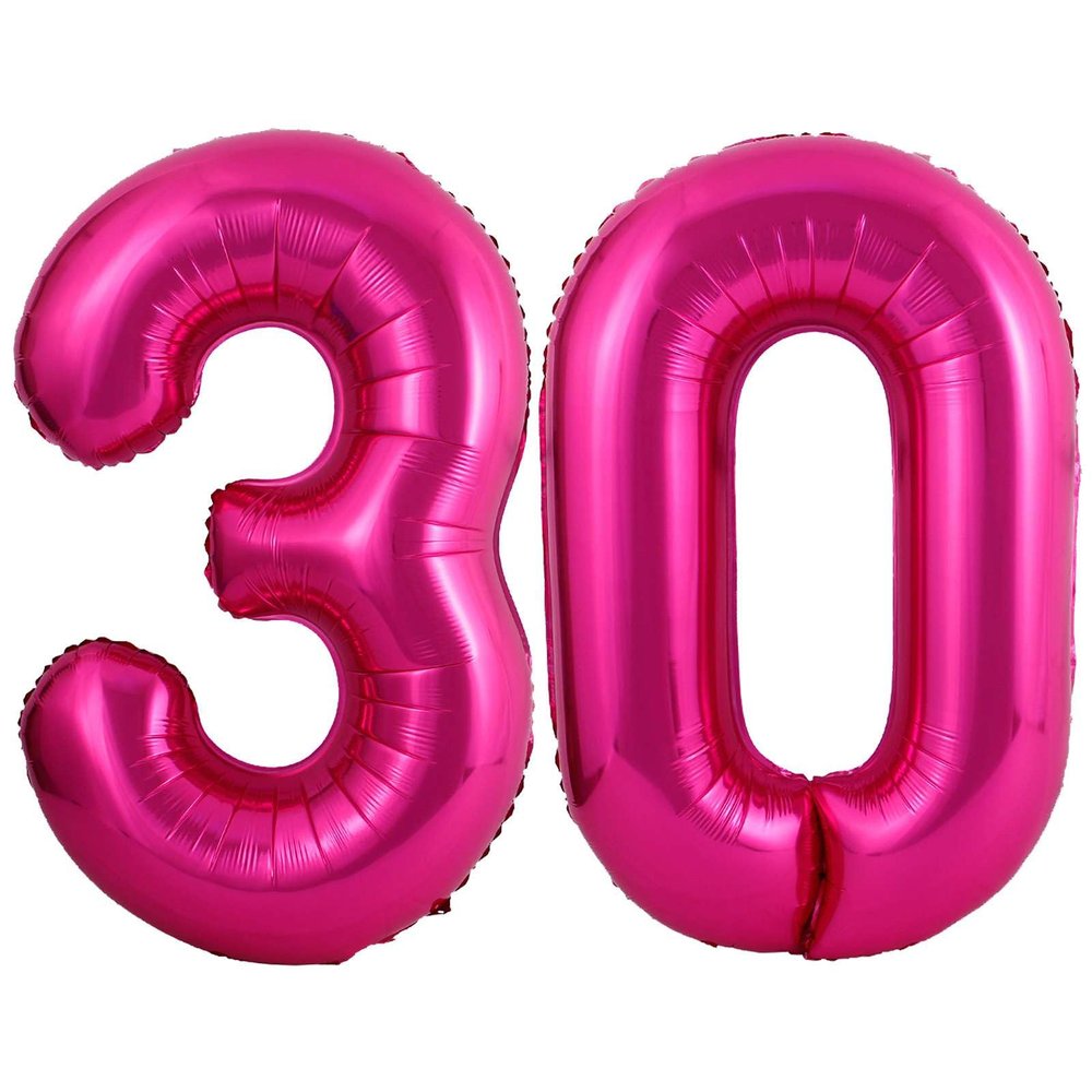Hot Pink 30 Number Balloons, 40 Inch Giant Number 30 Balloons Foil Mylar Helium Hot Pink Number Balloons for 30th Birthday Party Supplies Anniversary Event Celebration Decorations
