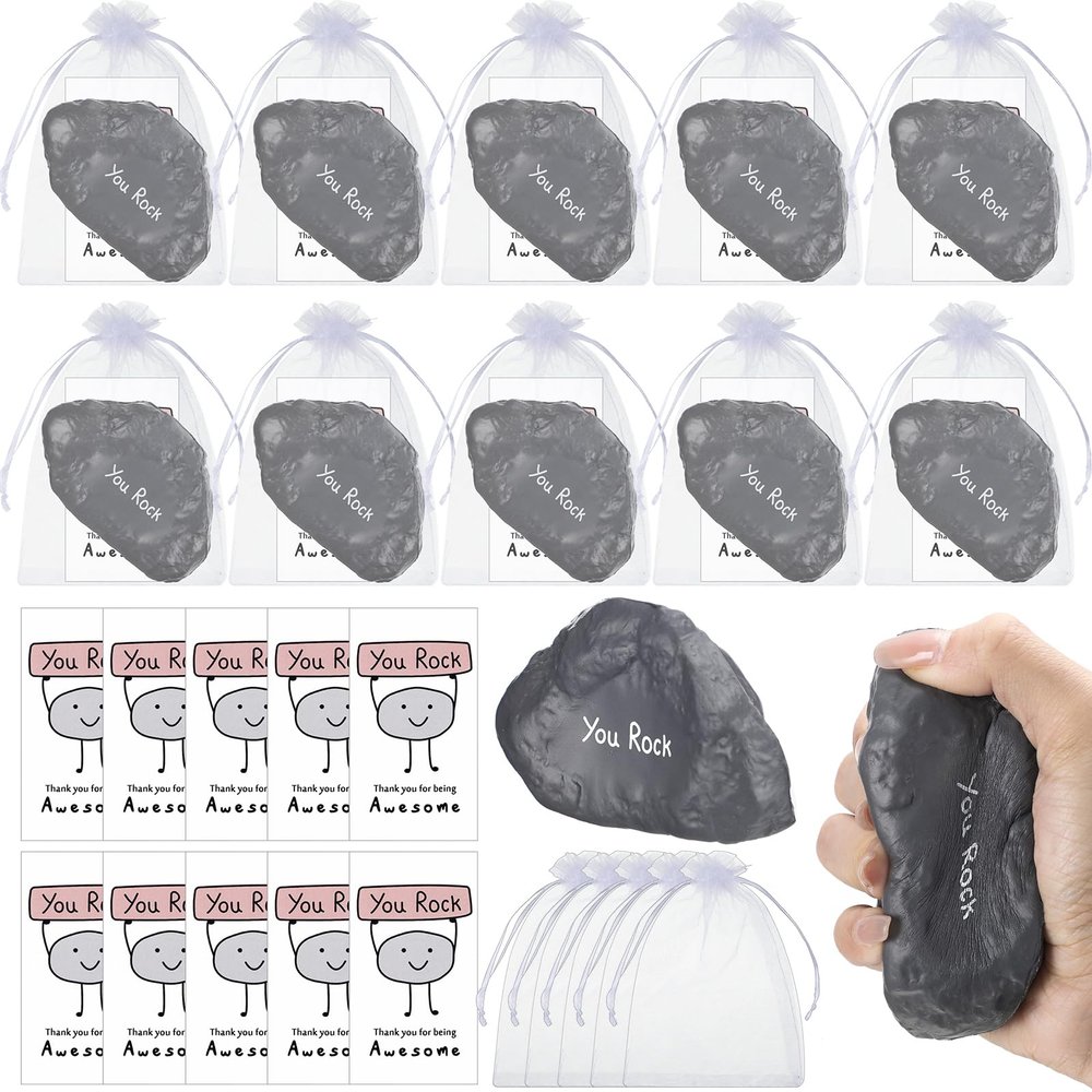 Gemscream 10 Set Inspirational Stress Balls Bulk Motivational Stress Foam Stone Relief Toys You Rock Quotes Squeeze Ball Appreciation Gifts Thank You for Being Awesome Gifts for Employee Coworker