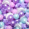 GOGOSO Ball Pit Balls Stars Moon Shapes Plastic Pitballs for Toddler Play Tent Baby Photo Props Kids Pool Water Toys Kiddie Pool Party Decor, Pearl Pink+Pearl Purple+Pearl Light Blue,100PCS view 1