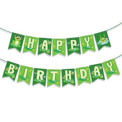 Frog Birthday Banners Frog Happy Birthday Banner Frogs Party Banner Frogs Themed Birthday Decorations for Green Baby Shower Decor