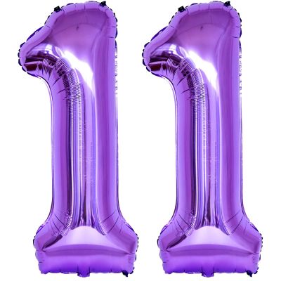 Purple 11 Number Balloons, 40 Inch Giant Number 11 Balloons Foil Mylar Helium Purple Number Balloons for 11th Birthday Party Supplies Anniversary Event Celebration Decorations