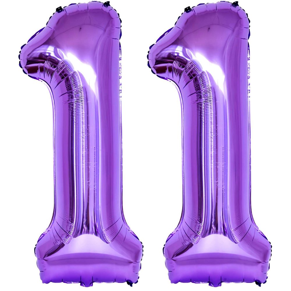 Purple 11 Number Balloons, 40 Inch Giant Number 11 Balloons Foil Mylar Helium Purple Number Balloons for 11th Birthday Party Supplies Anniversary Event Celebration Decorations