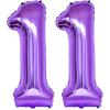 Purple 11 Number Balloons, 40 Inch Giant Number 11 Balloons Foil Mylar Helium Purple Number Balloons for 11th Birthday Party Supplies Anniversary Event Celebration Decorations view 1