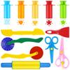 Clay and Dough Tools 12 Pcs Basic Dough Tools Set for Kids with Extruders, Rolling Pin, Cutters,Plastic Hand Scraper, Scissors view 1