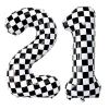 Black White Checkered Number 21 Balloons, 40 Inch Giant Number Balloons Foil Mylar Helium Checkered Number 21 Balloons for 21th Birthday Party Supplies Anniversary Event Celebration Decorations view 1