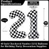 Black White Checkered Number 21 Balloons, 40 Inch Giant Number Balloons Foil Mylar Helium Checkered Number 21 Balloons for 21th Birthday Party Supplies Anniversary Event Celebration Decorations view 2