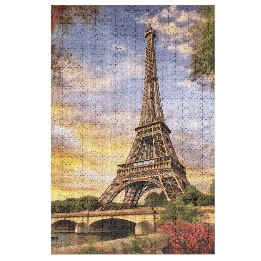 1000 PCS Jigsaw Puzzle for Adults Personalized Picture Puzzle Eiffel Tower Paris Customized Wooden Puzzle for Family, Birthday, Wedding, Game Nights Gifts