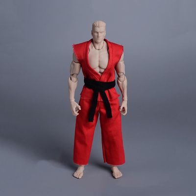 1/12 Scale Male Clothes,Male Coat Pant Combat Suit Judo Attire Clothing for 6inch Soldier Action Figure Body (Red)