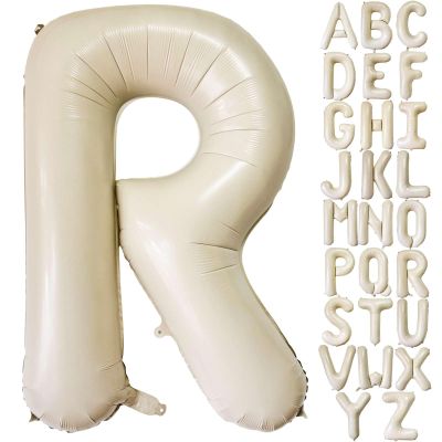 Cream White Letter R Balloons, 40 Inch Giant Foil Mylar Helium Balloons for Birthday Party Supplies, Anniversary Event Celebration Decorations