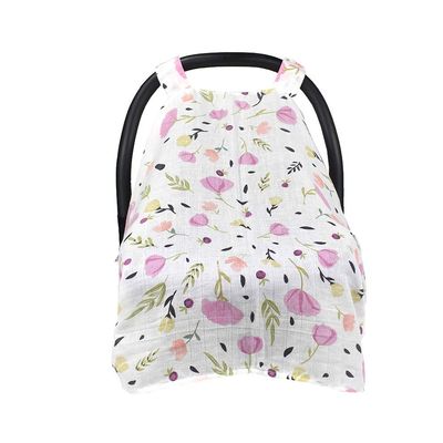 GeRRiT Soft Muslin Car Seat Canopy Muslin Gauze Car Seat Cover Baby Car Seat Covers to Protect from Bugs & Dust,Muslin Cotton Car Seat Canopy for Baby Shower Gifts for Newborn Infant Girls.#7881 (B)