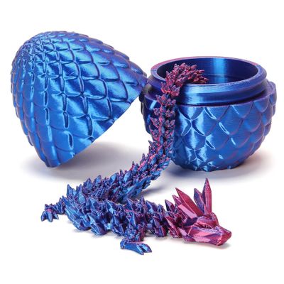 3D Printed Dragon with Surprise Egg,Surprise Dinosaur Eggs Fidget Toys for Kids, Birthdays, Halloween Christmas Decorations Gifts Indoor Outdoor for Girls Boys (Purple)