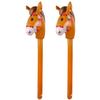 2PCS Inflatable Stick Pony, Inflatable Pony Head on Stick Horse Costume for Halloween/Western Cowboy/Horse Baby Shower Birthday Party Decorations Supplies Favors Props, 37 Inches (Brown) view 1