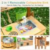 Aoparts Mud Kitchen for Kids Outdoor, Wood Play Kitchen with Planter Box, Toddler Sink, Faucet, Blackboard, Water Cup and Accessories view 3