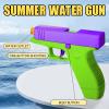 2 Pack Water Gun Squirt Guns for Kids - Mini Water Blaster Soaker 100cc Capacity Water Pistol Toys, Ideal Summer Gifts for Swimming Pool Beach Outdoor Water Toys for Boys Girls (Purple Green) view 3