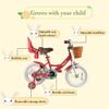 RULLY Strawberry 16 Inch Girls Bike for 4-7 Year Olds, Kids Bicycle with Training Wheels, Basket & Doll Seat, Retro Red Bike for Toddlers view 2