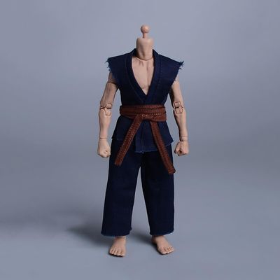 1/12 Scale Male Clothes,Male Coat Pant Combat Suit Judo Attire Clothing for 6inch Soldier Action Figure Body (Dark Blue)