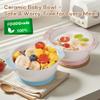 Mrs. Chou Ceramic Suction Bowl for Babies and Toddlers, Non-Slip Silicone Suction Cup, BPA-Free Lids, Independent feeding, First Stage Self Feeding Essential, Led Weaning Snack Feeder BLUE view 2
