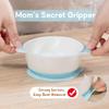 Mrs. Chou Ceramic Suction Bowl for Babies and Toddlers, Non-Slip Silicone Suction Cup, BPA-Free Lids, Independent feeding, First Stage Self Feeding Essential, Led Weaning Snack Feeder BLUE view 4