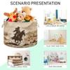 xigua Western Desert Cowboy Cotton Rope Storage Basket with Handles Large Baby Laundry Basket Round Collapsible Blanket Basket Shelf Closet Organizer for Nursery Toys Clothes view 4