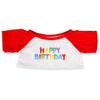 Happy Birthday T-Shirt with Red Sleeves for 14-18 Inch Stuffed Animals  Plush Crew Neck Tee for Teddy Bears, Plush Toys, and Plushies, Fun Dress-Up Outfit and Gift for Kids view 1
