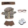 niannyyhouse Headwear Hooded Jacket Pants Glasses Leather Shoes Elemental Outfit 10cm 20cm Plush Doll Clothes Dress Up Accessories (Brown-10cm) view 1