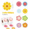 1000pcs/2 Roll Flower Stickers for Kids, 1.5in 8 Patterns Spring Summer Floral Stickers Colorful Sun-Proof Waterproof Flower Decals for Scrapbooks Cards Envelopes Water Bottle view 2