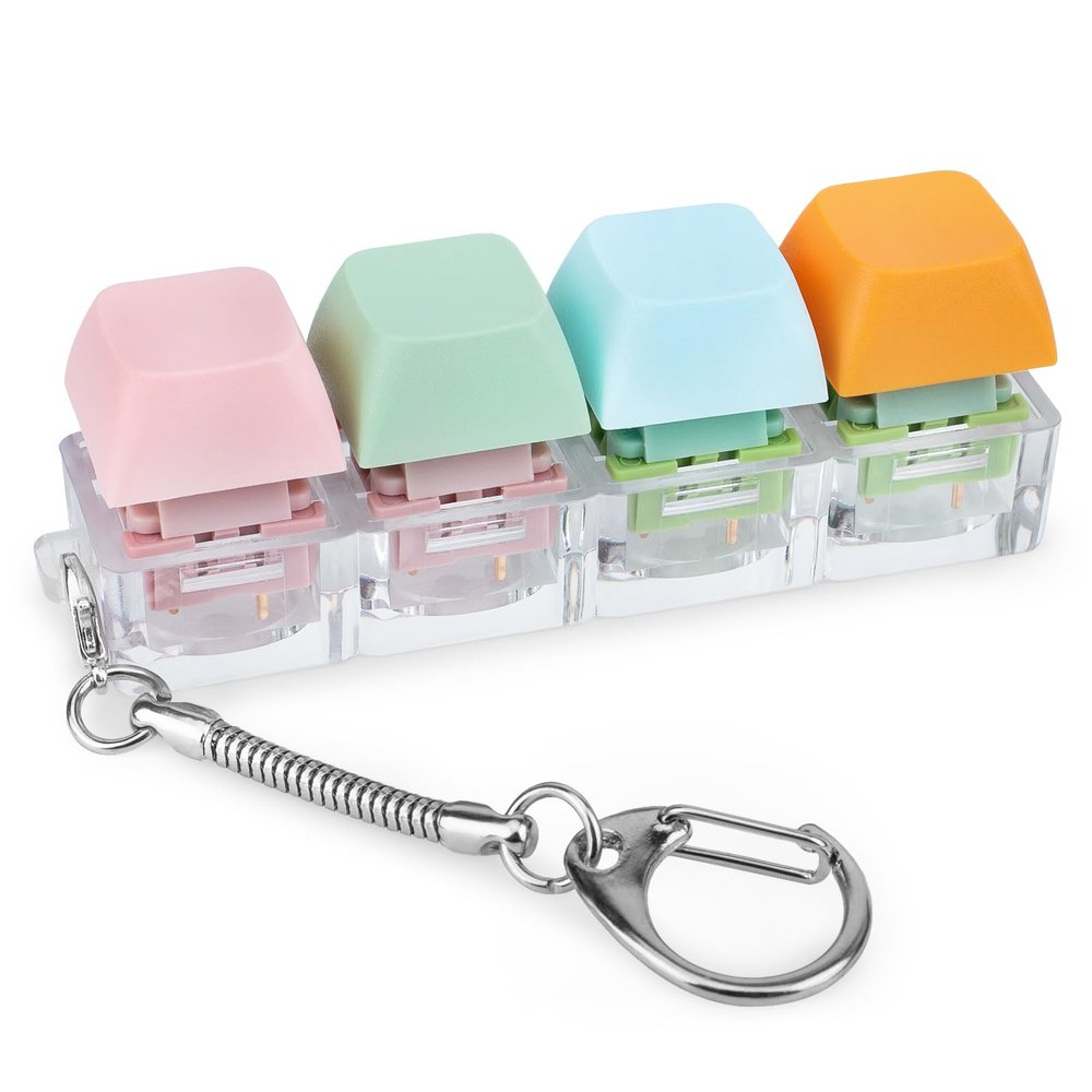 Byhoo Keyboard Fidget,3 Kinds of Touch Keyboard Fidget Toy,Color Fidget Keyboard,Linear Clicky Keychain,Keyboard Clicker Fidget to Relieve Stress