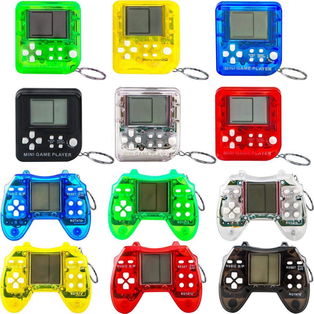 12 Pcs Video Game Keychain Mini Video Game Multicolors Handheld Games Key Chain for School Birthday Party Favor Supplies (Color Style 1)
