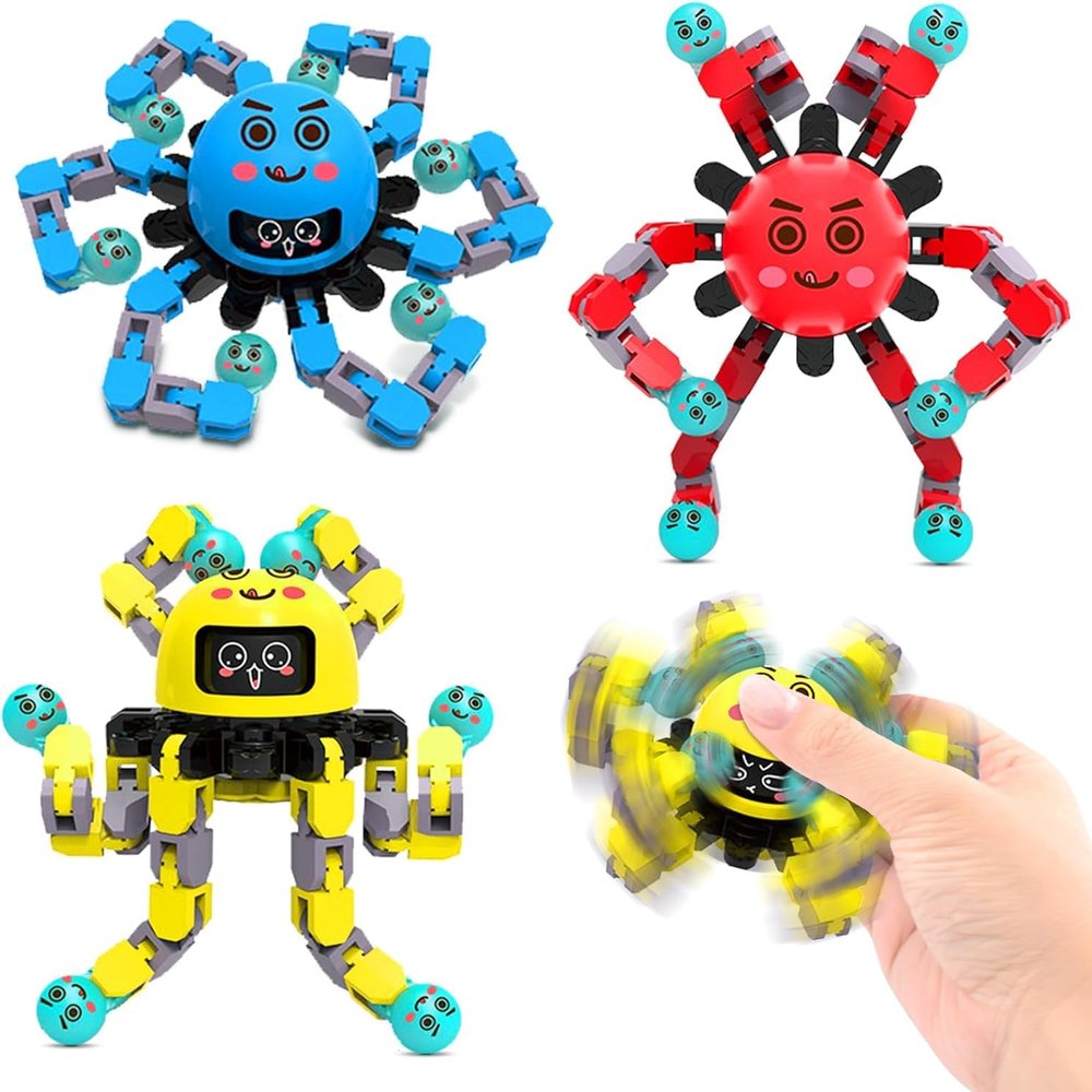 ASIOWELY Transformable Fidget Spinner Toys for Kids and Adults,3 PCS Sensory Toy for Boys Girl ADHD Stress Relief,Valentines Day Gifts for Teens Fingertip Gyros Birthdays Easter Basket Stuffers Travel