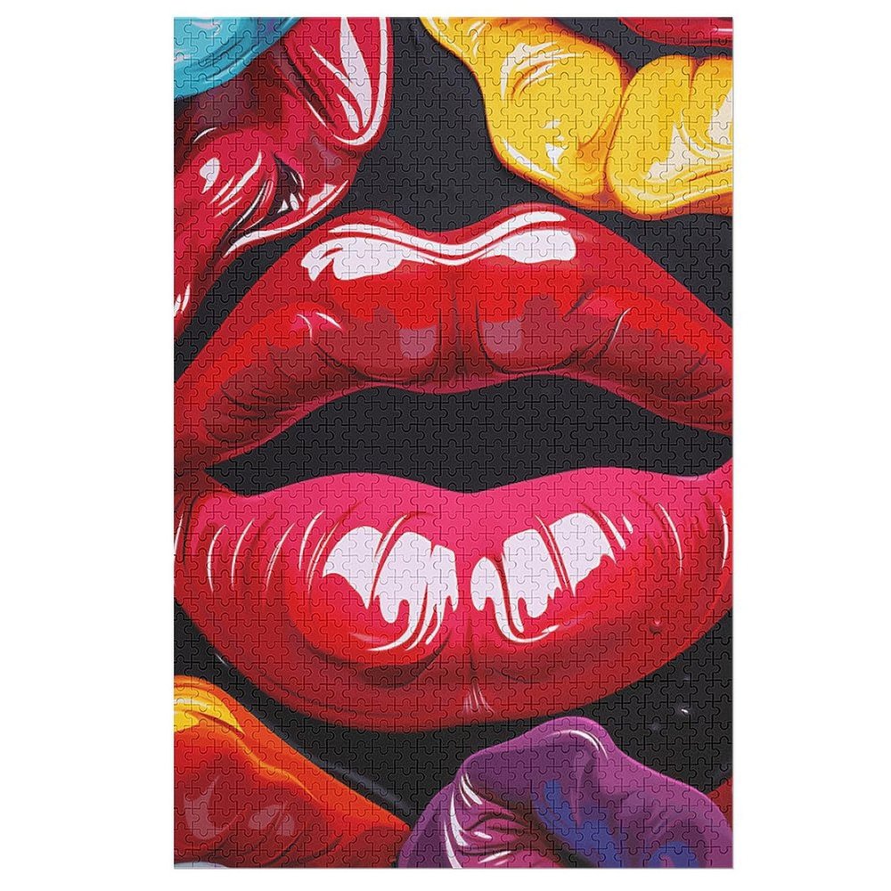 1000 PCS Jigsaw Puzzle for Adults Personalized Picture Puzzle Colorful Lips Customized Wooden Puzzle for Family, Birthday, Wedding, Game Nights Gifts