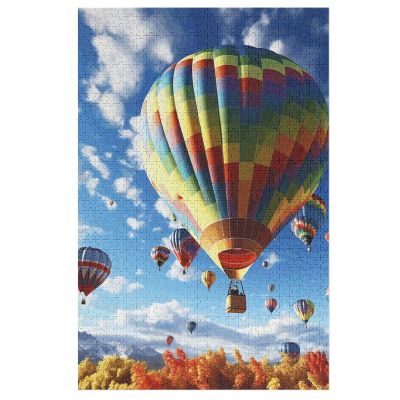1000 PCS Jigsaw Puzzle for Adults Personalized Picture Puzzle Colorful Hot Air Balloon Customized Wooden Puzzle for Family, Birthday, Wedding, Game Nights Gifts