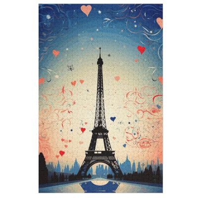 1000 PCS Jigsaw Puzzle for Adults Personalized Picture Puzzle Paris Pattern Customized Wooden Puzzle for Family, Birthday, Wedding, Game Nights Gifts