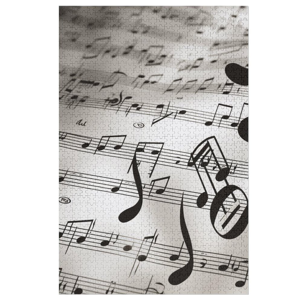 1000 PCS Jigsaw Puzzle for Adults Personalized Picture Puzzle Music Notes Print Customized Wooden Puzzle for Family, Birthday, Wedding, Game Nights Gifts