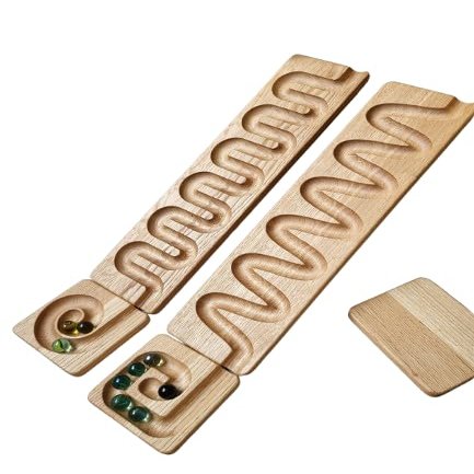 Marble Run Track Race Machine Personalized Wooden Maze Board Ball Run Course Gift for Kids Run Race Winding Track Roller (Set of 2)