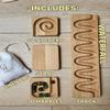 Wooden Marble Run Race Winding Track Wooden Maze Board Ball Run Wave Course Gift for Kids Roller Set (Waterfall) view 2