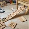 Wooden Marble Run Race Winding Track Wooden Maze Board Ball Run Wave Course Gift for Kids Roller Set (Waterfall) view 3