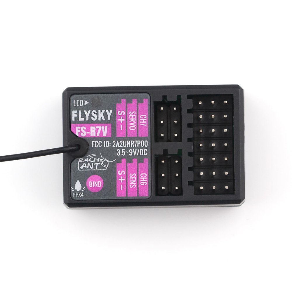 GoolRC Flysky FS-R7V Receiver, 2.4GHz 7CH Receiver ANT Protocol Single Antenna Compatible with Flysky FS-G7P Radio Transmitter for RC Car and Boat