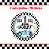 80pcs Race Car 1st Birthday Party Plates, Fast One Black and White Checkered Flag Plates Napkins Forks Tableware Kit for Baby Boys Racing Car Theme 1st Birthday Party Supplies Decorations Favors view 3