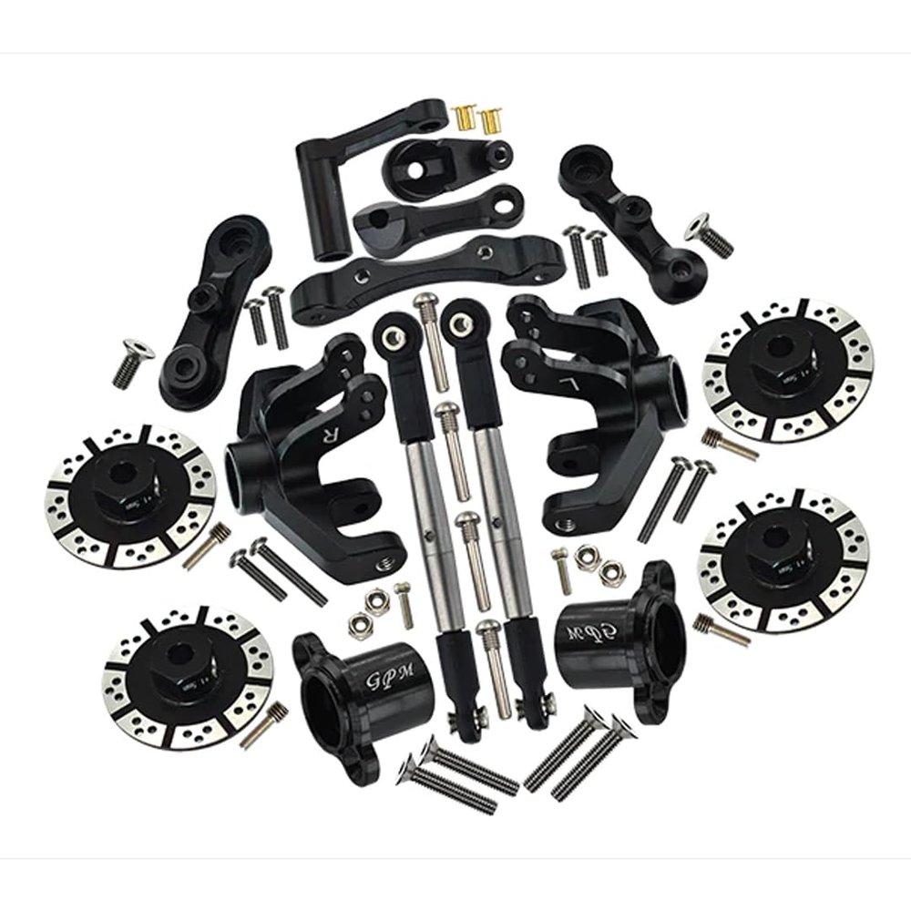 GPM Alum Combo Set A (Hex + Brake Disk + Fr Knuckles + Tie Rod) Black for Baja Rey