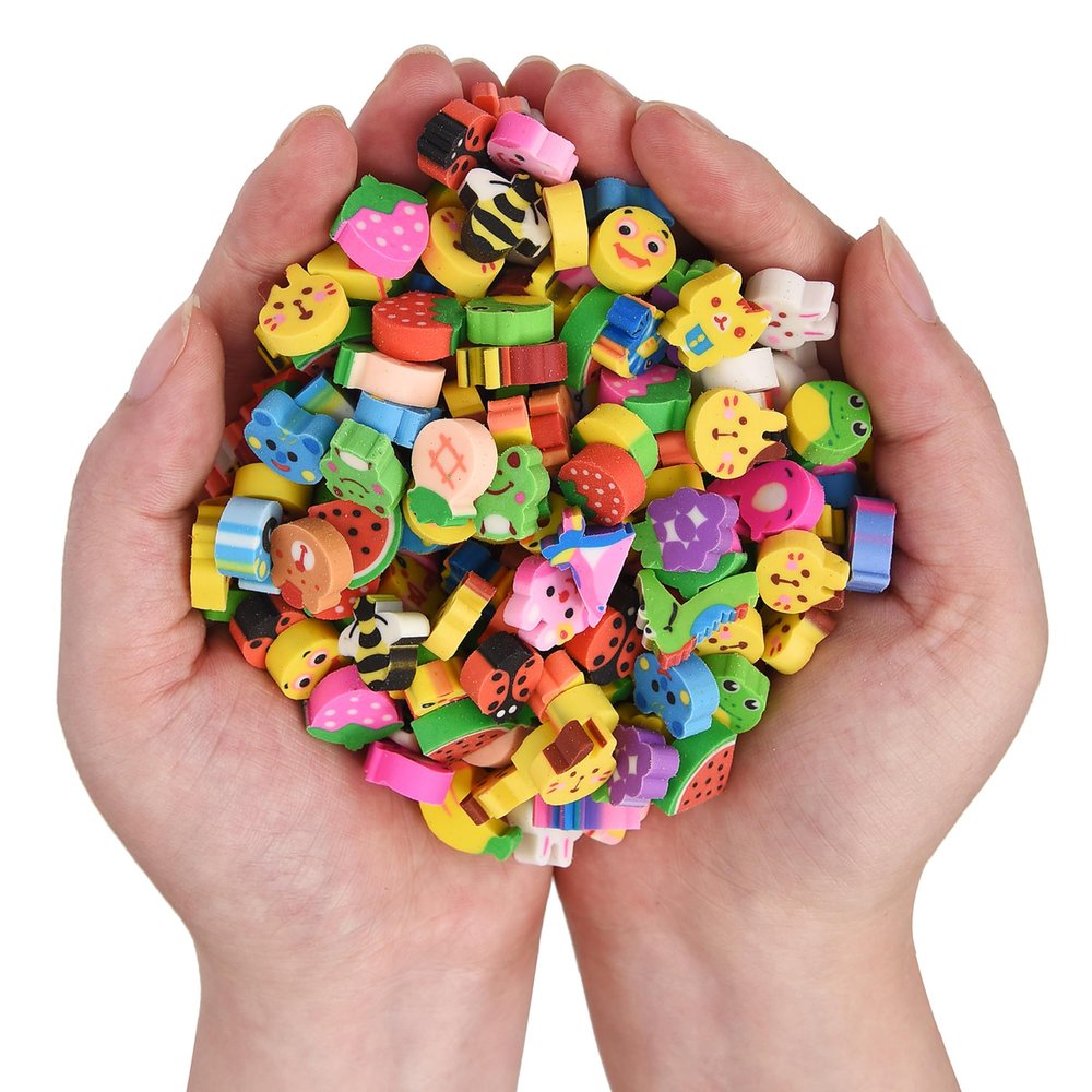 300PCS Mini Cute Pencil Erasers for Kids,Animals and Fruits Erasers Bulk for Back to School Gift(Animals and Fruits, Small)