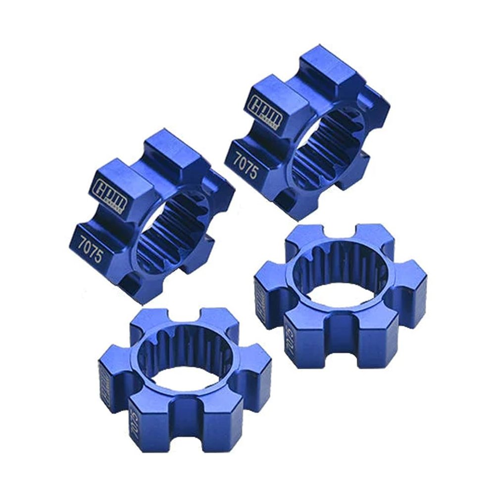 GPM Aluminum 7075-T6 Wheel Hex Hubs Set (4Pcs) Blue for Traxxas X-Maxx/XRT