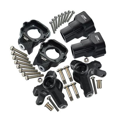 GPM Alum Combo Set D (Front C-Hubs + Front & Rear Knuckle Arms) Black for LMT