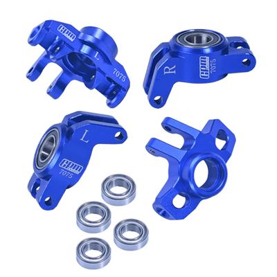 GPM Aluminum 7075 Front Steering Block+Rear Hub Larger Inner Bearings for ARRMA 1/18 Granite Grom Mega 380 ARA2102 (Blue)