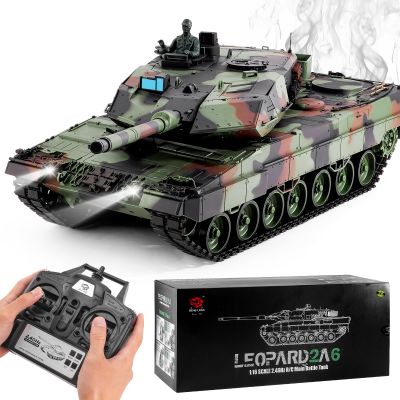BESTYMXY Remote Control Tank, Henglong German Leopard 2A6 Main Battle Tank, 1/16 2.4ghz RC Tanks That Shoots, RC Tanks Vehicles Model with Sound & Light for Ages 14+