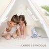 Comfy Cubs Kids Play Tent - Breathable Cotton Teepee for Imaginative Activity - Indoor Canvas Play Tent - Easy Setup, Safe Design, and Spacious Layout for Children - Natural Wood view 2